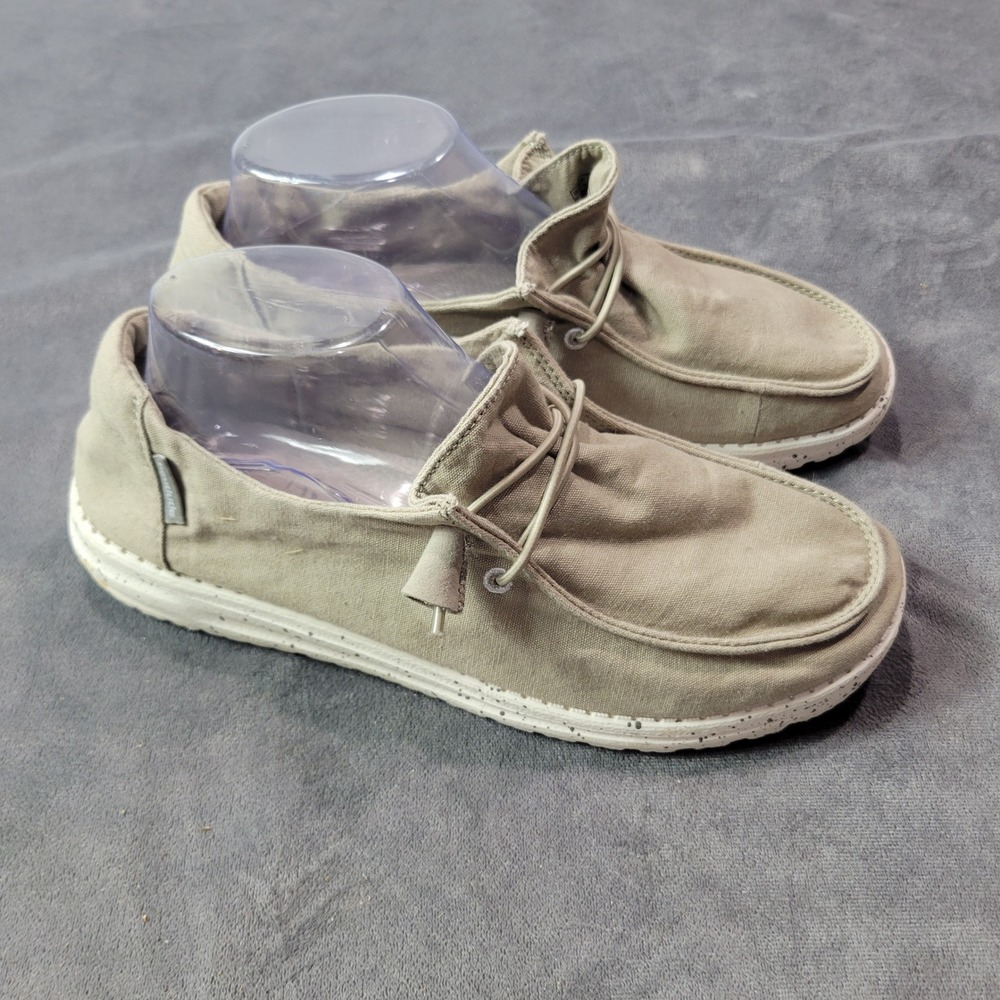 Hey Dude Wendy Loafers Women Gray Canvas Slip On Shoes Size 9